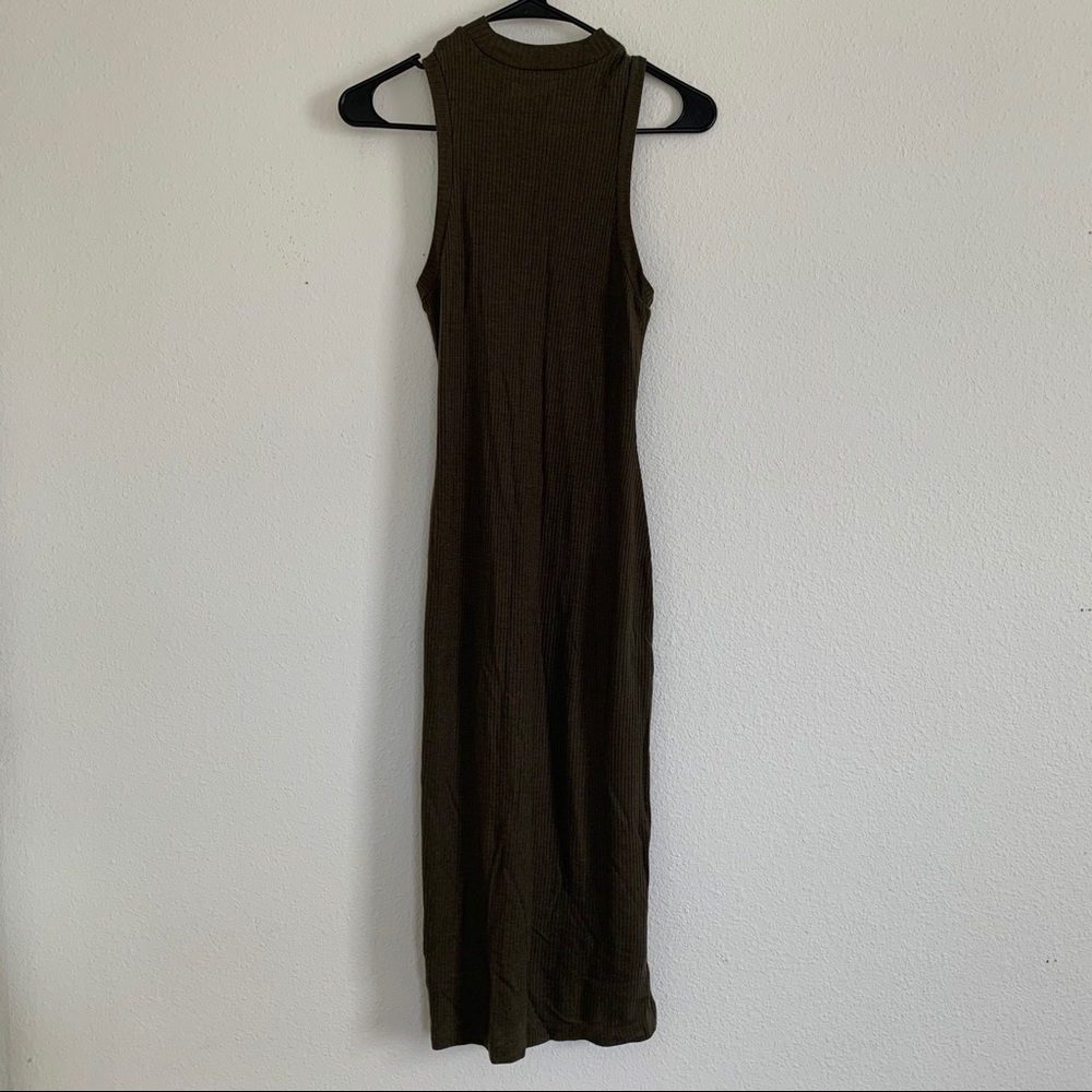 Madewell Olive Green Ribbed Mock Neck Midi Dress - Picture 7 of 7